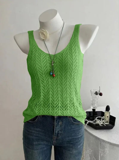 Ladies Elegant Solid Color Knitted Vest Summer Thin Layer | SAMAG