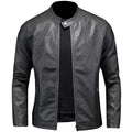 2024 Autumn and Winter New Fashion Handsome with Solid Color Men Stand Collar Motorcycle Leather Coat Slim Fashion   M-5XL