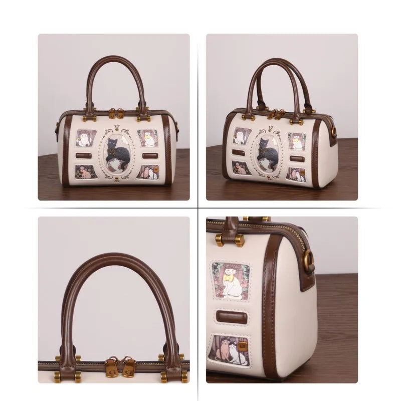 2026 new autumn and winter high-end texture handbag, niche design, fashionable rivets, Boston pillow bag, crossbody bag
