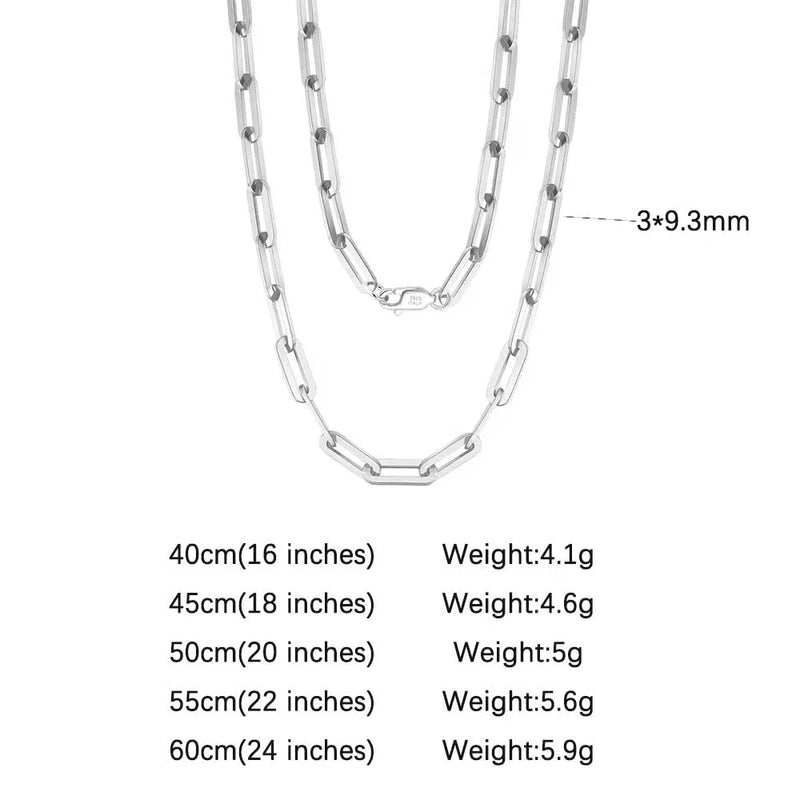 ORSA JEWELS 925 Sterling Silver Chain Necklaces Fashion Party for Men Women DIY Jewelry Simple High Quality 16-24 Inch Wholesale