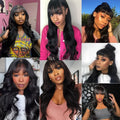 13A Wholesale Body Wave Human Hair Wig With Bangs Full Machine Made Glueless Wear And Go Wig Brazilian Virgin Hair Best Sale