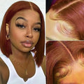 Burgundy Bob Wig 4C Hair Human Hair 13x5x1 Front Lace Straight Bob Wigs 99J Red Short Bob Wig Middle Part 100% Human Hair Wig