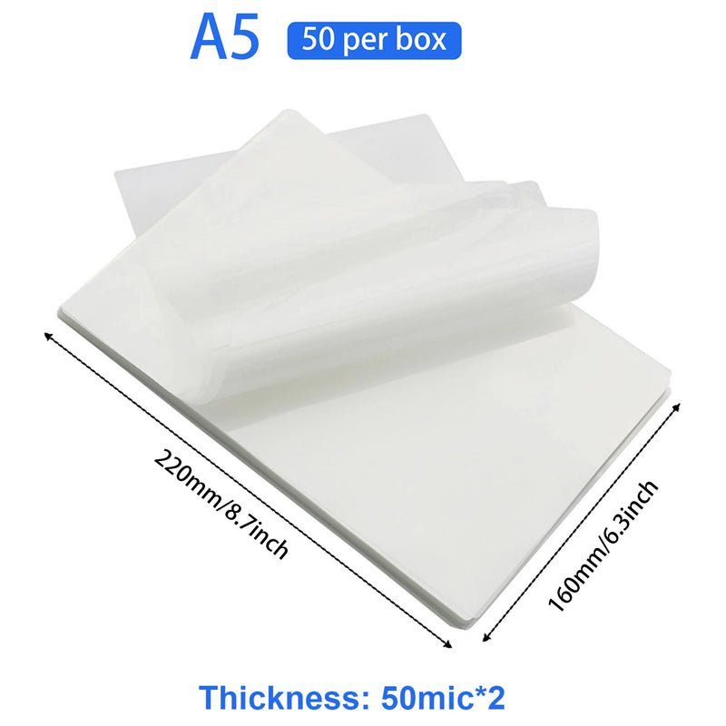 Multi-Size Thermal Laminating Bags: A4/A5/Letter Size Clear Glossy Sheets, Rounded Corners Heat Seal for Office School Home Holi