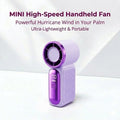 Portable Handheld Mini Fan, 6 Speeds 16900 RPM High Velocity Personal Fan with LED Display, USB Rechargeable, Mini Fan with Lanyard for Makeup, Travel, Outdoor for Women Girl Gift,Purple