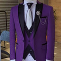 Men's Solid Slim Fit 3-Piece Business Suit Set with Blazer Vest And Pants for Wedding Party Luxury Fashion Tuxedo