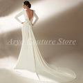 Elegant Long Sleeve Mermaid Wedding Dress with Pleat - View 2 | SAMAG