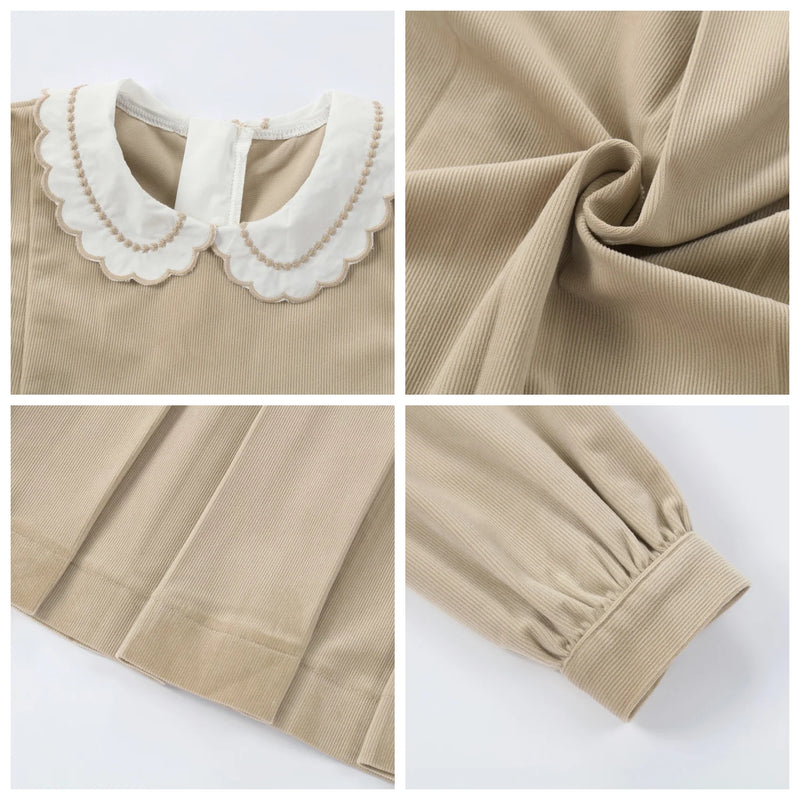 AS Beige Collection AW25 Corduroy Dress Children Knitting Sweater Boys Overalls Check Pants Brothers Sisters Family Matching