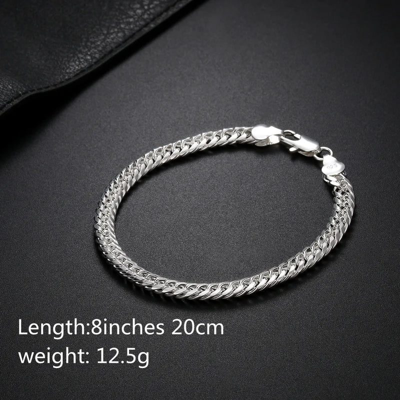 18K Gold 6MM Geometry Chain 925 Sterling Silver Bracelets for Women Men Fashion Wedding Christmas Gifts - Visuel 3 | SAMAG