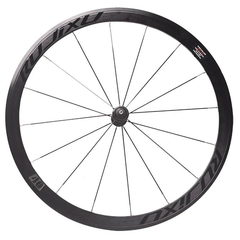 RUJIXU 700C 40mm Carbon fiber tube hub straight flat spoke road bike v brake wheelset rim brake wheel