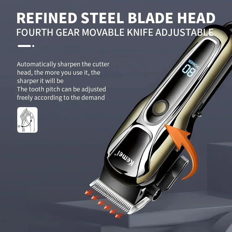 Kemei PG1990A Rechargeable Men's Hair Clipper Professional Cordless Men Hair Trimmer Hair Cutting Machine Barber for Men