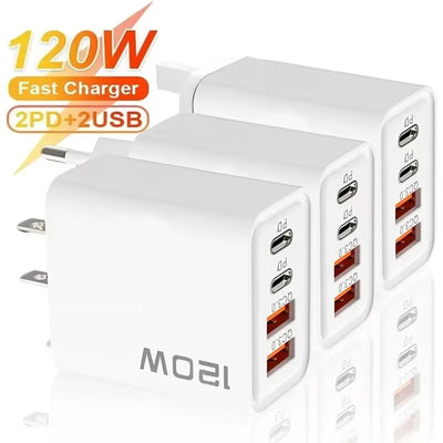 4 Ports 120W Charger USB C PD Quick Charge 3.0 Type C | SAMAG