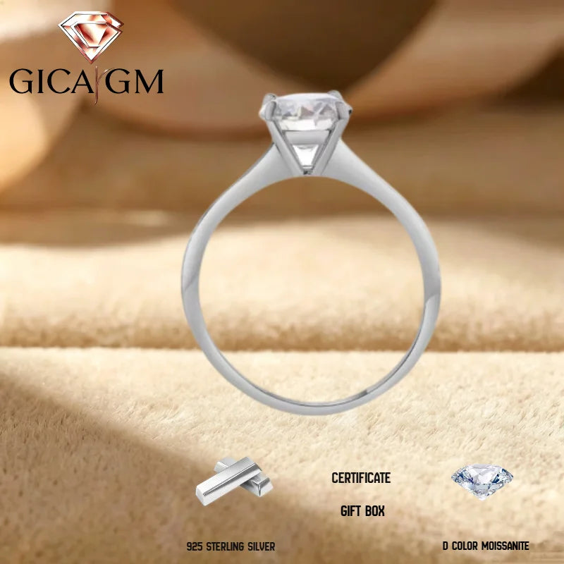 2CT Blue D VVS1 Moissanite Ring in S925 Sterling Silver High Quality Ring Ideal Gift for Women on Christmas/Birthday/Anniversary