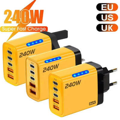 240w Gan Fast Charger With Led Light 2usb+3type-C | SAMAG