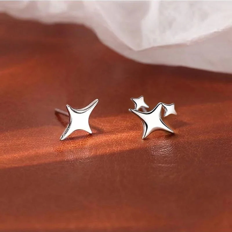925 Sterling Silver Hypoallergenic Stud Earrings for Women Moon Star of David Maple Leaf Heart Lightning Earrings S999 Jewelry