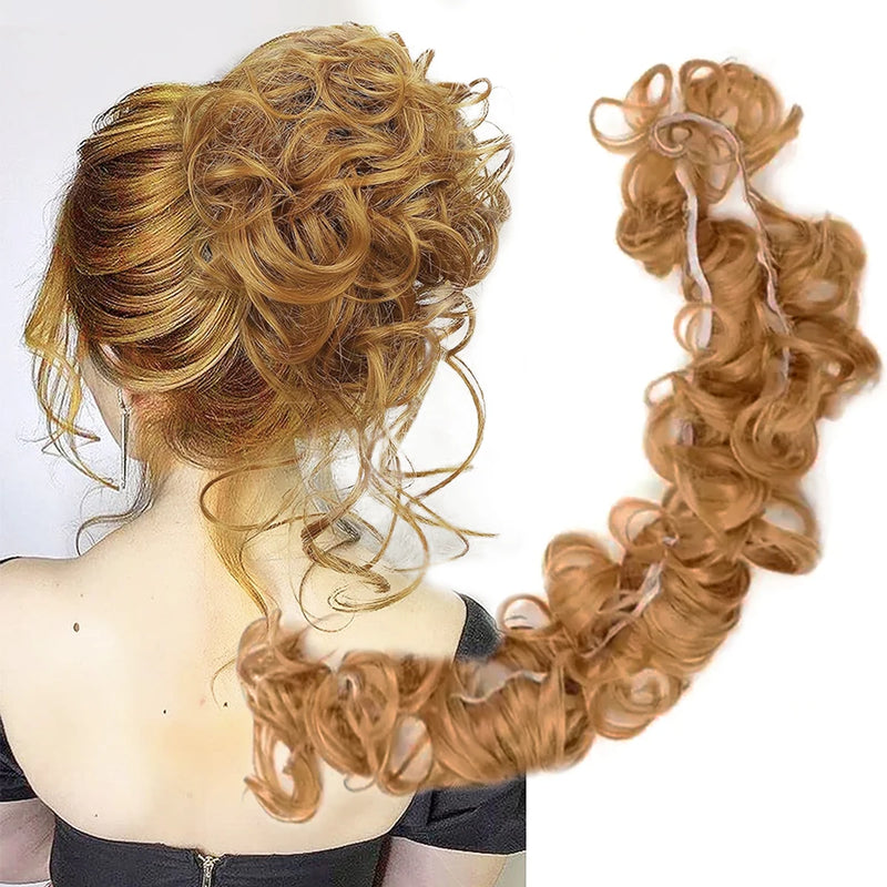 Messy Bun Hair Piece Curly Wavy Hair Bun Scrunchies Extensions Long Ponytail Extensions Ponytail DIY Wrap Around Bun Hair