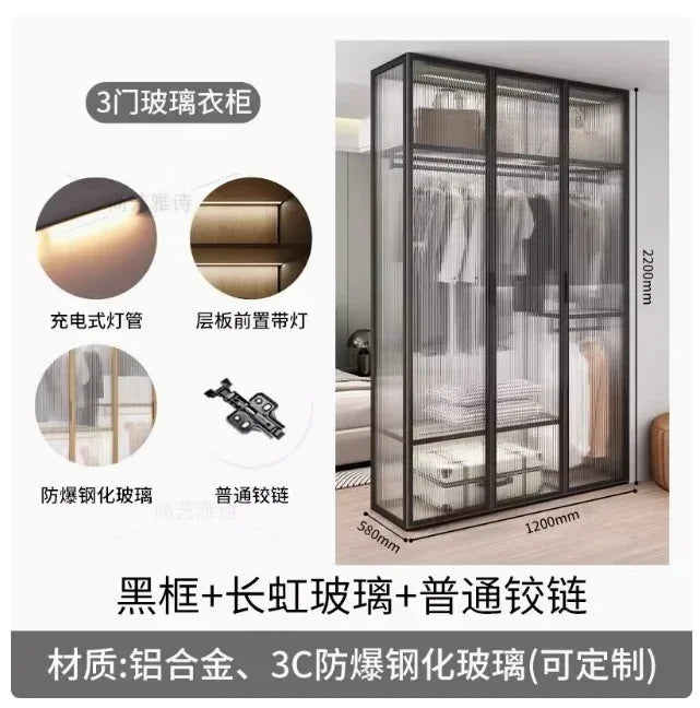 Living Room Bedroom Closet Storage Clothes Cupboard System Wardrobe Display Modern Minimalist Guarda Roupa Trendy Furniture