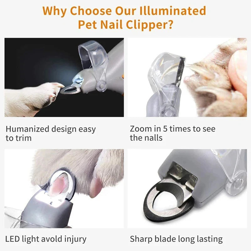 Led Light Pet Nail Clippers For Cats Dogs Safety Claw Trimmer Sharp Blades Pet Grooming Scissors Tool For Small Medium Large Pet