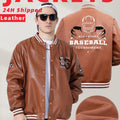 Men's Faux Leather Jackets Varsity Embroidered Baseball Coat Casual Daily Motorcycle Windbreaker Outerwear New in Jacket