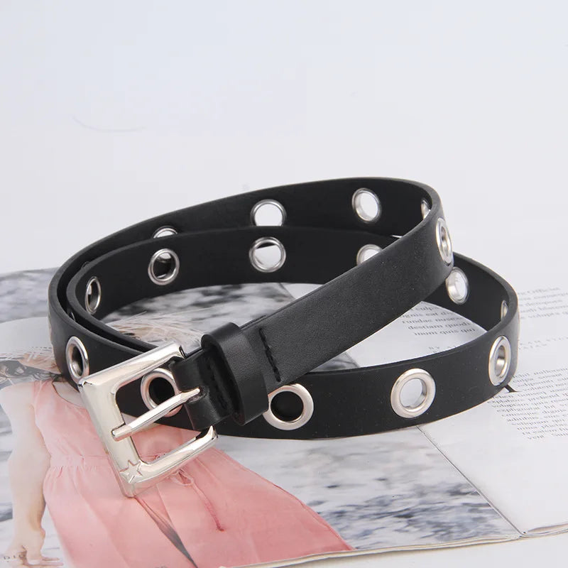Women Punk Style Black Metal Chain Belt Fashion Decorative Waist Chain Versatile Belt For Dress Suit Fashion Accessories