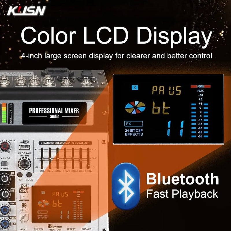 12 Channel 99 DSP Digital Mixer Professional Powered Audio Mixing Console Power Soundcraft Sound Mixer with Bluetooth USB