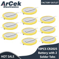 10PCS CR2025 Lithium Battery with 2 Solder Tabs 2025 Tabbed Battery for Gameboy Color Gameboy Advance Game Box Button Coins