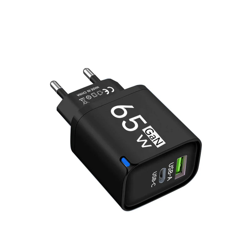 65W GaN Type C USB Fast Charge Chargers Dual Ports Cellphone Power Adapter For Samsung Huawei Xiaomi iPhone USB C Wall Charger