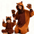 Winter Plush Pajamas Children Capybara Sleepwear Women Men Cosplay Jumpsuit Hooded Boys Girls Flannel Fleece Sleeping Clothes