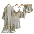 Silk Robe Sleep Suit Women's Lace Satin Pajamas Gown Set | SAMAG