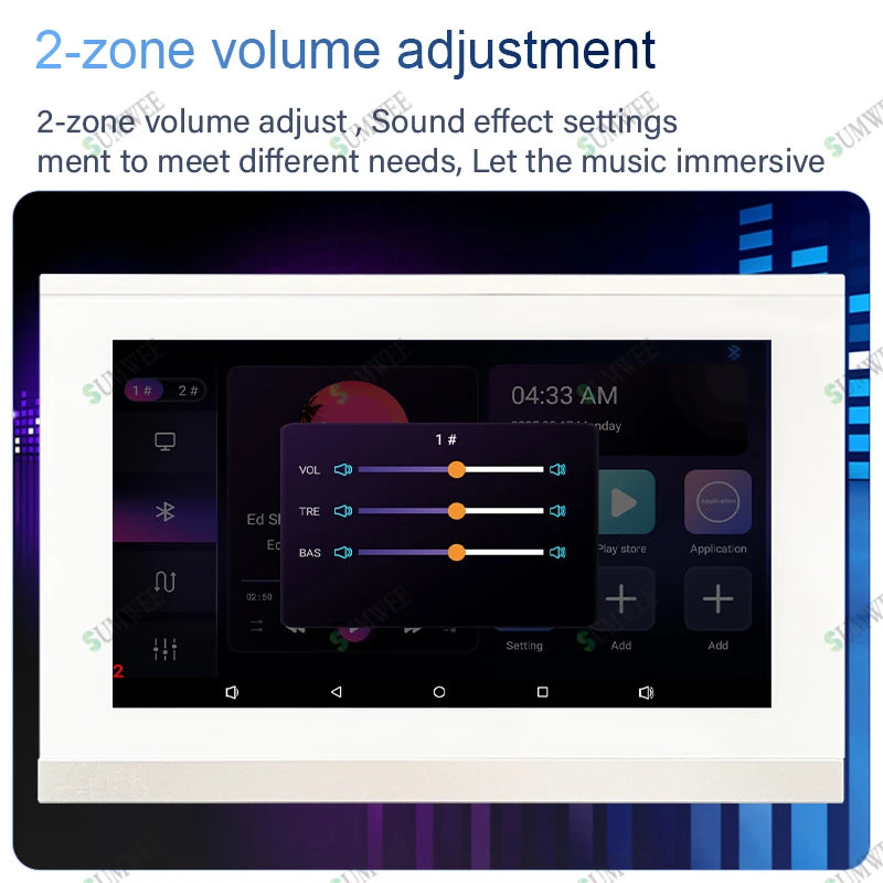 2025 New Type 7 Inch Smart Home Background Music Player Stereo Sound WIFI Touch Screen Bluetooths Audio Android Wall Amplifiers