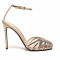 Bling Bling Crystal Embellished Satin Sandals Round Toe Cutouts Ankle Strap Sexy Party Weding Heels