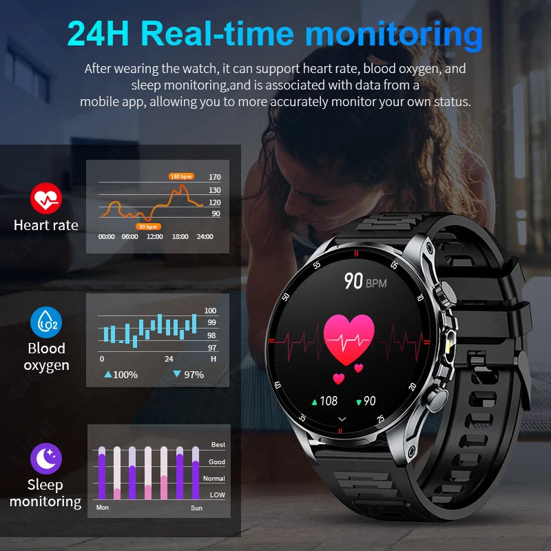 New Business Smart Watch Men LED Flashlight Bluetooth Call Heart Rate Sleep Monitor Outdoor Sports Fitness Waterproof Smartwatch