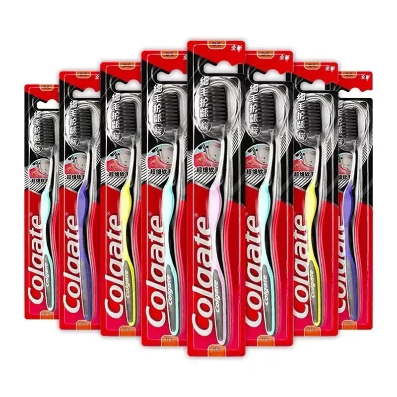 8PCS Random colors  Bamboo Charcoal Toothbrushes -Fine Soft Bristles,Oral Health, Adult Family Pack, Gentle Teeth Cleaning Tools