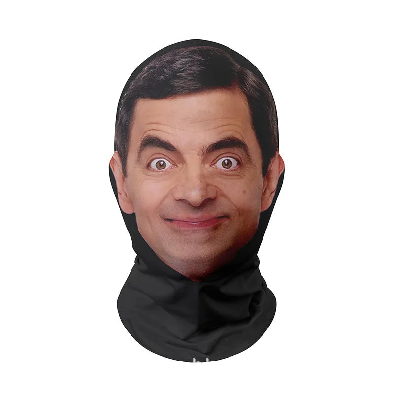 3D Funny Pattern Mesh Face Mask Head Cover Party Halloween Cosplay Props UV Protection Shield Ronaldo Pattern