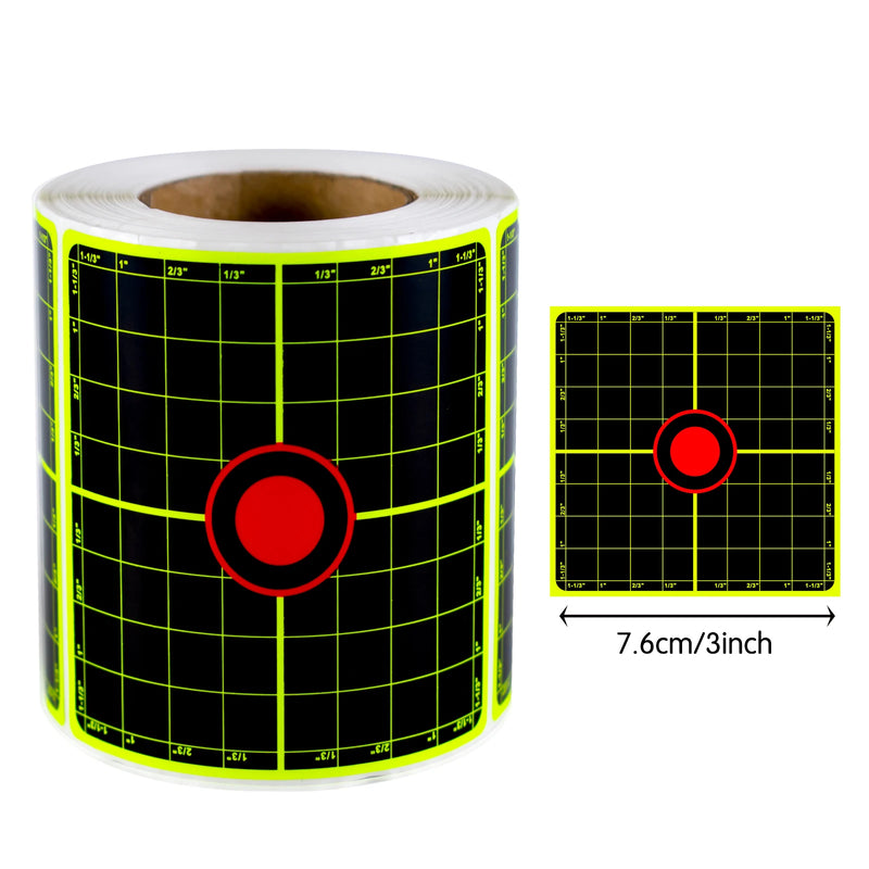 Grid Target Shooting Practice Splash Target Stickers 200Pcs 3inch Shooting Target Training Supplies Stickers Fluorescent Color Labels (Can Be Used for Real Gun Practice and Airgun Practice)