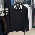 Men's 100% Cotton Original Design Printed Long Sleeved Polo Shirt Spring Autumn Simple Fashion Business Lapel T-shirt Men's Wear