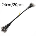 OUTKIT 20PCS/lot Fishing Lure Trace Rope Wire Leader Line Swivel Tackle Spinner Shark Spinning With 15CM, 20CM, 24CM, 30CM Pesca