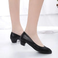 2023 New Women's High Heels Pointed Toe Professional Versatile Work Shoes Black Leather Single Shoes Polyurethane Sole