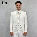 Affrica Style Mens 3-Piece Formal Suit Attire (Jacket Vest Pants) Tailored Sizing Wedding Suit for Groom and Bestman ULBYANRY