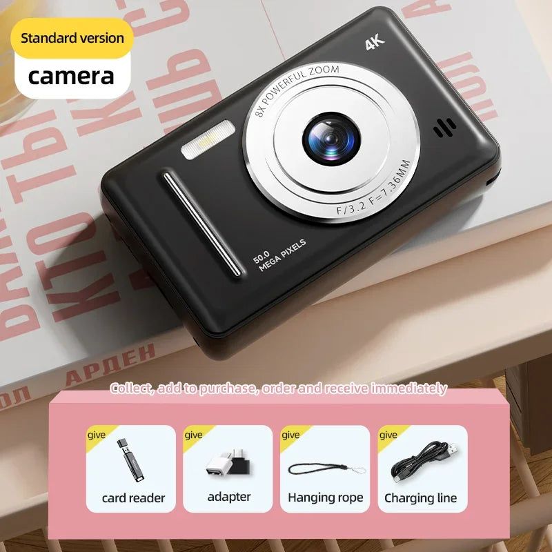 4K Digital Camera CCD Portable Card Camera Entry-level Camera Dual Camera Flash 50 Million Pixels Auto Focus Record Anytime