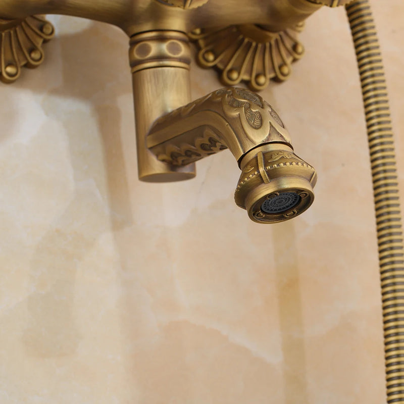 ZAPPO Shower Faucet Clawfoot Tub Shower Systerm Wall Mounted Bathroom Tub Filler with Hand Held Shower Sprayer Vintage