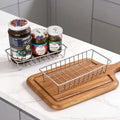#Stainless Steel Spice Rack Rustproof Coated Open Wire Design Adhesive Mount for Rental Apartment Kitchen Storage