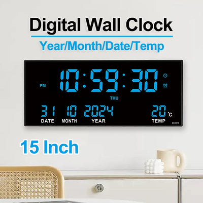 Digital Large Wall Clock Alarm Temperature Date Calendar | SAMAG