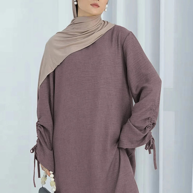 Eid Islamic Modest Dress for Women Abaya Lace-up Sleeve | SAMAG