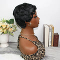 Curly Pixie Cut Wigs Human Hair Brazilian Remy Hair Short Pixie Cut Wig Human Hair Fashion Colored 1B Full Machine Wig On Sale