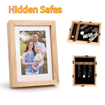 Hidden Storage Photo Frame Secret Compartment Organizer for Keys Small Items Safe Home Office Decor Discreet | SAMAG