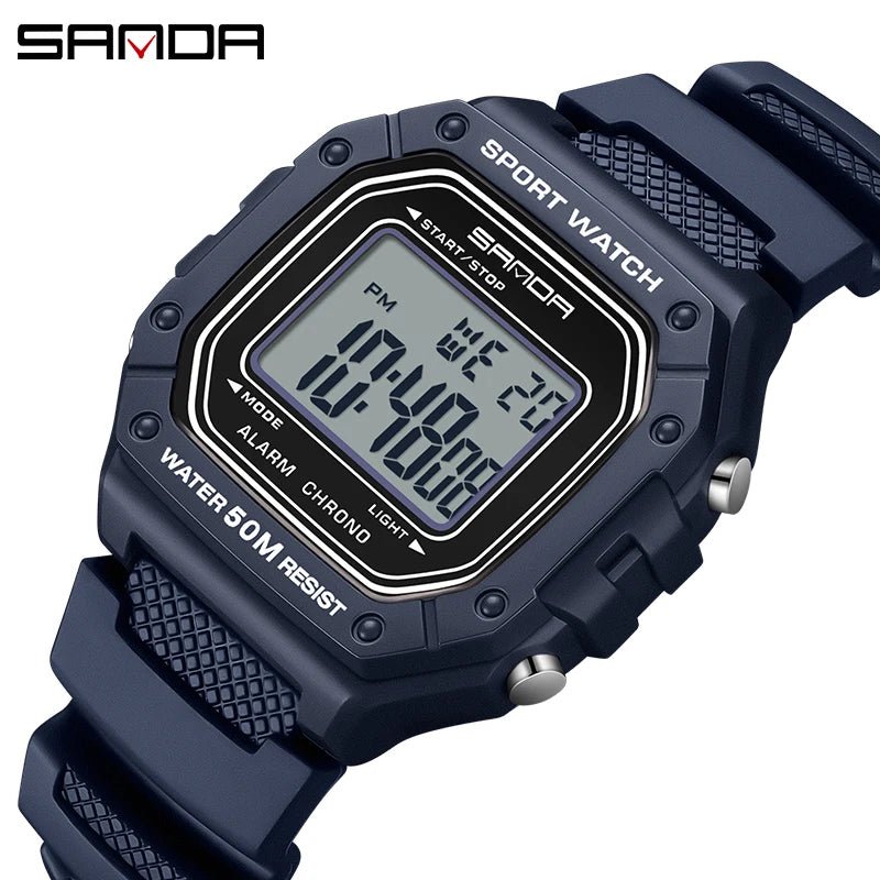 SANDA 2156 Fashion Mens Watch Military Water Resistant Sport Watches Army Big Dial Led Digital - Visuel 8 | SAMAG