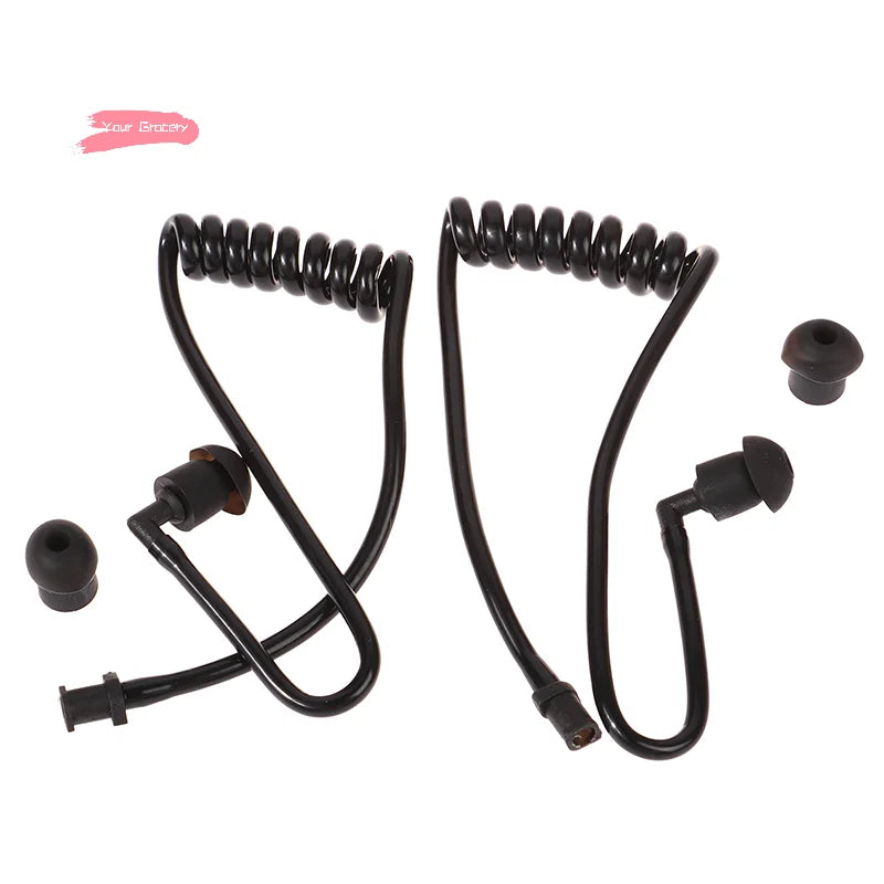 Y-2Pcs For Radio Earpiece Headset Walkie Talkie Earphone Coil Spring Air Tube Coil Acoustic Air Tube Earplug Replacement