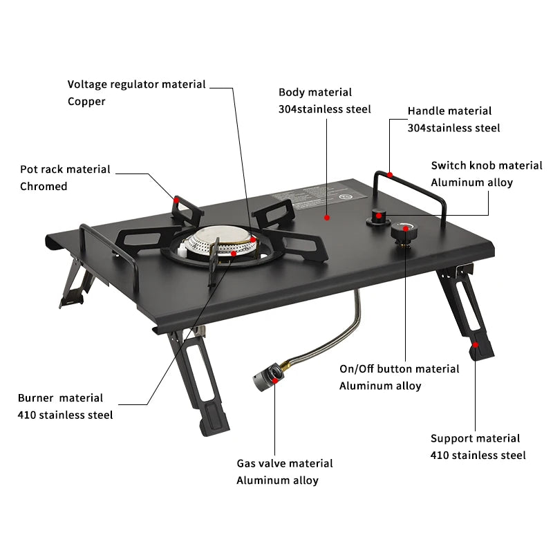 Pandatour Camping Outdoor IGT Table Gas Stove Wood Grain | SAMAG