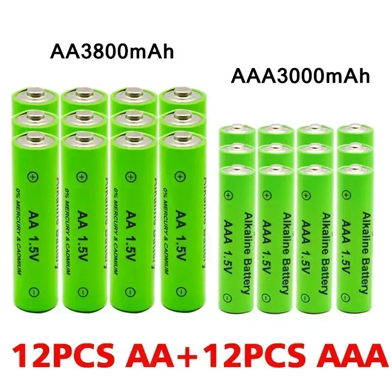 New AA + AAA Rechargeable AA 1.5V 3800mAh / 1.5V AAA 3000mah Alkaline Battery Flashlight Toys Watch Replace Ni-Mh Battery