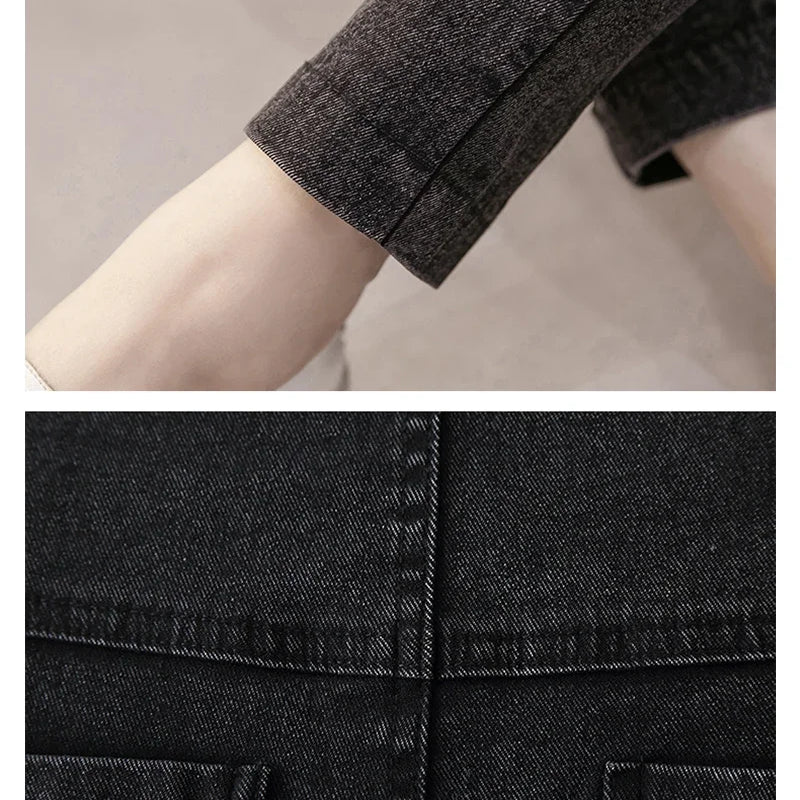 Maternity Pregnancy Skinny Trousers Jeans Pants Elastic Pregnant Women's Feet Stomach Lift  Stretch Denim